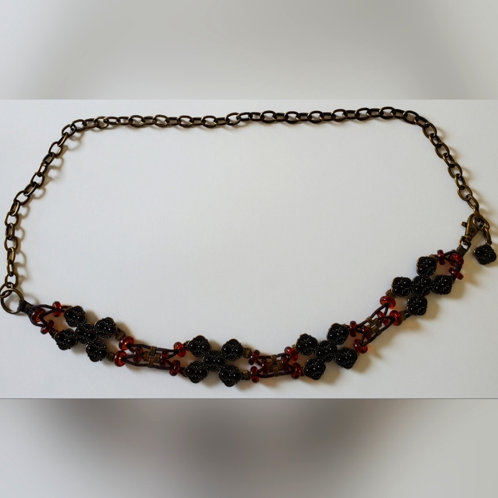 Women's Boho/Gypsy Black/Brown Beads and Macrame/Chain Belt